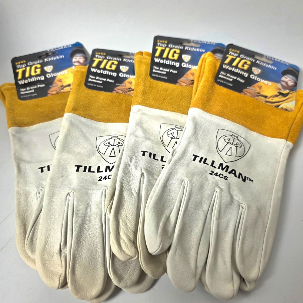 Tillman 24CS TIG Welding Gloves Top Grain Kidskin Kevlar Stitching Size S 4 Pair